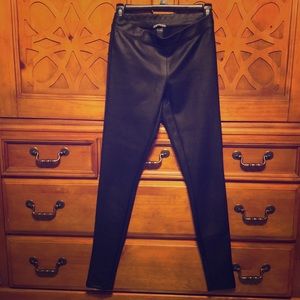 Black faux leather look leggings Express